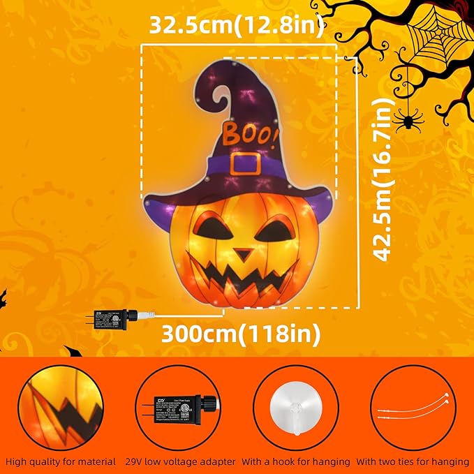 20LED Jack-O-Lantern Halloween Window Silhouette Decoration, Halloween Decoration (Jack-O-Lantern)
