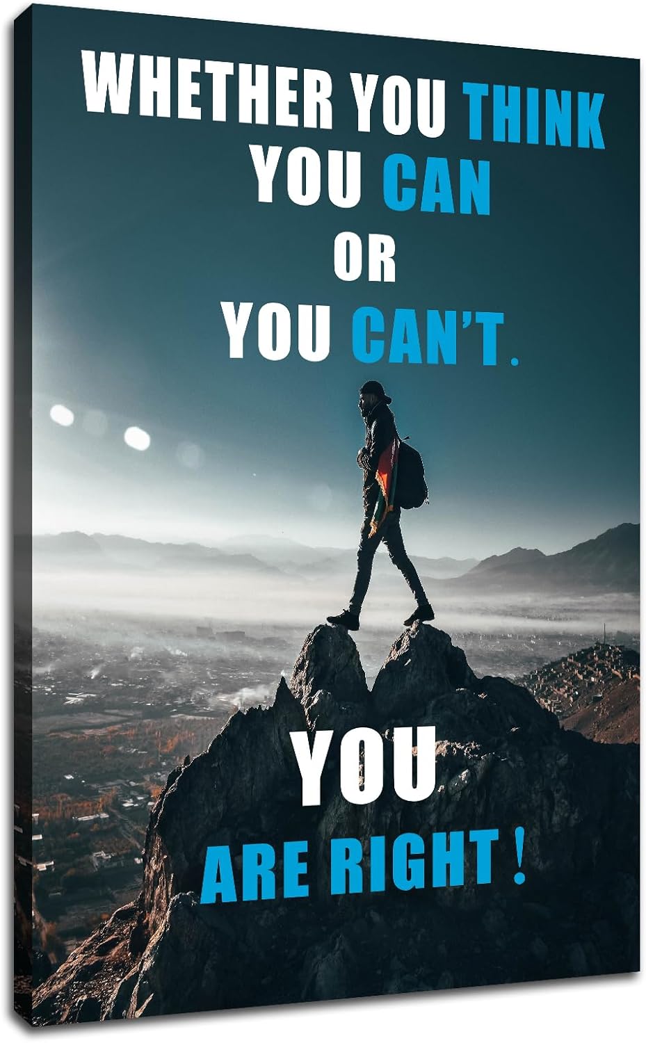 GoForArt Dream Big Motivational Canvas Wall Art, Inspirational Famous Quote Bedroom Living Room Decor, Positive Modern Landscape Mountain Office Dorm Room Poster Print (Inspirational-10, 12.00" x 18.00")