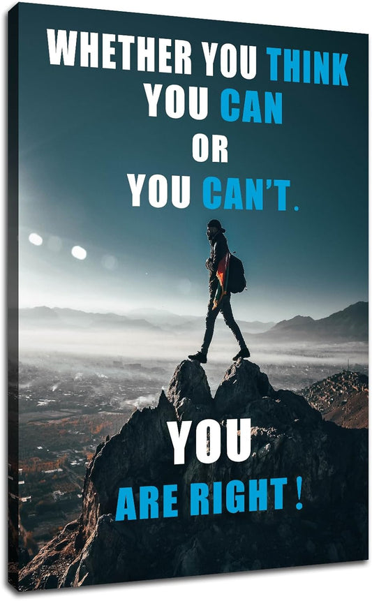 GoForArt Dream Big Motivational Canvas Wall Art, Inspirational Famous Quote Bedroom Living Room Decor, Positive Modern Landscape Mountain Office Dorm Room Poster Print (Inspirational-10, 12.00" x 18.00")