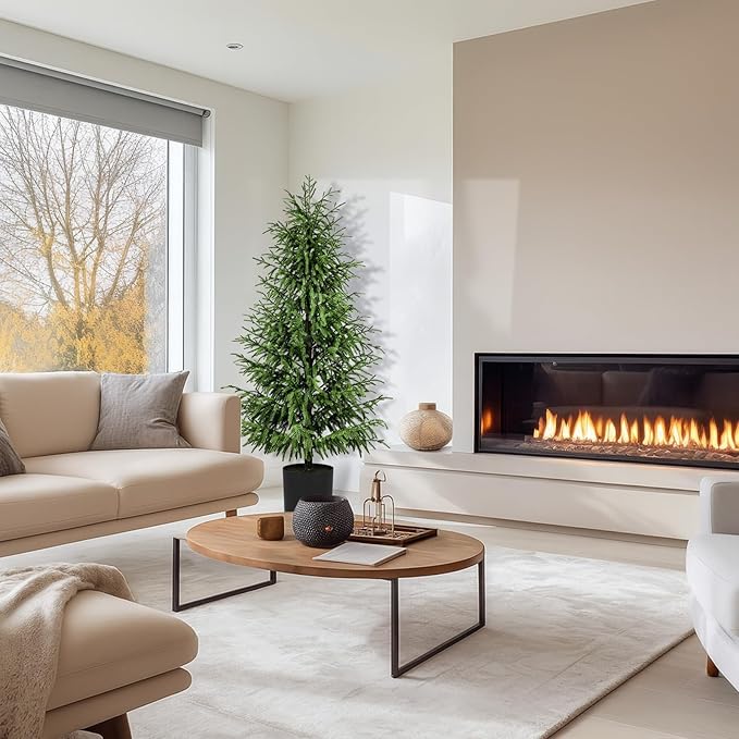 5FT Artificial Topiary Trees for Outdoor Front Porch Décor, Real Touch Norfolk Pine Tree, UV Rated Fake Potted Plants for Indoor and Outdoor Use