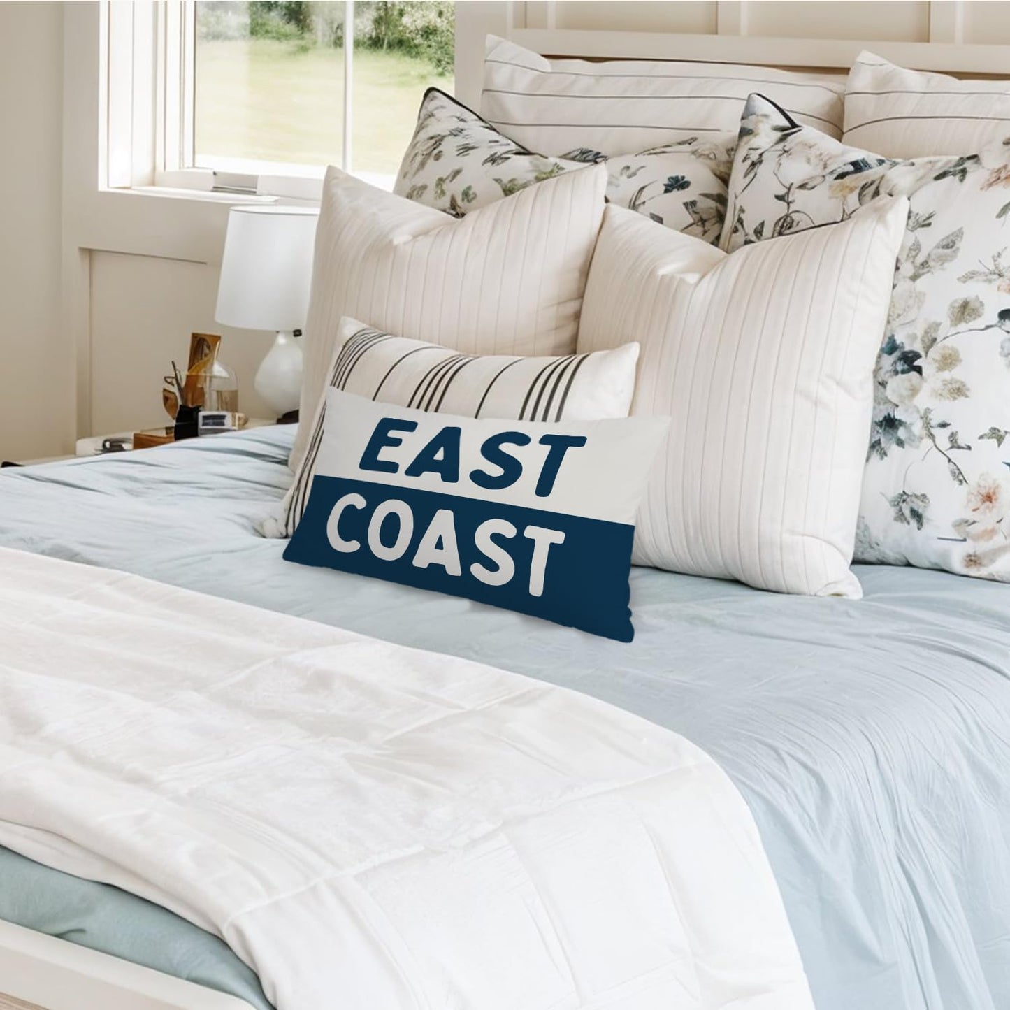 Coastal Beach Room Decor 12x20 Pillow Cover, Coastal Preppy Trendy Retro Neutral East Coast Decorative Lumbar Pillow Covers for Bedroom College Dorm Sofa Couch