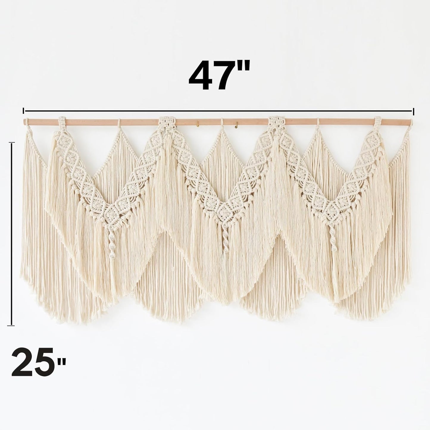 IOWER Macrame Wall Hanging Wedding Hanger Macrame Wall Decor Dorm Craftsmanship Handmade Tassel Knotting Boho Fiber Art Home Room Decor 47" W x 25" L