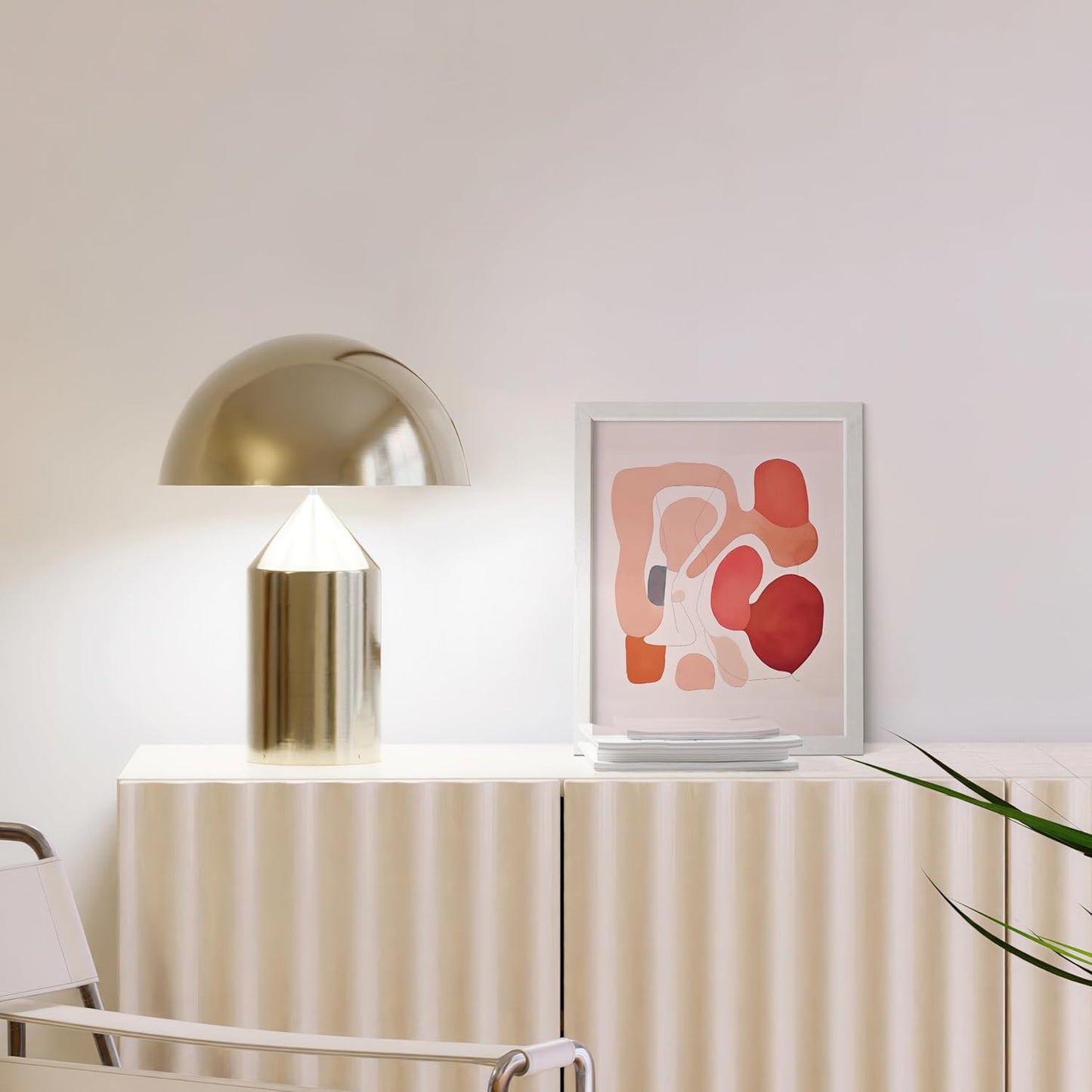 HAUS AND HUES Pink Abstract Shapes Art Print with White Oak Frame 8x10