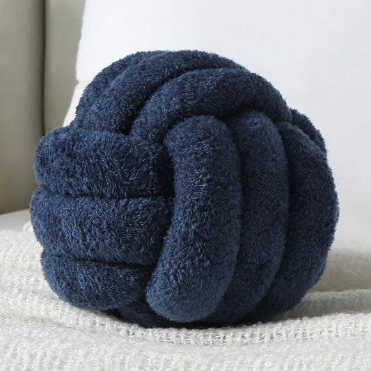 Knot Pillow Ball Plush - Decorative Throw Pillows for Bed Relieve Stress, Round Knot Cushion for Sofa Decor Pet Toy, Navy 8 inch
