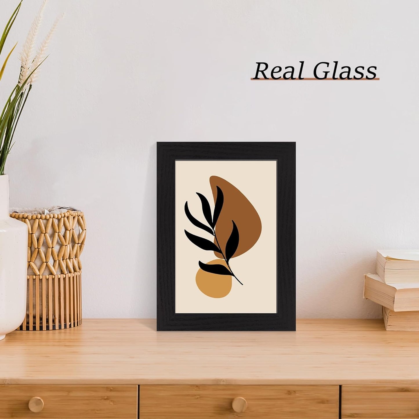 iRahmen 6x9 Picture Frame Set of 4, Black Frame with High Definition Glass, Wood Rustic 6 x 9 Photo Frames for Horizontal or Vertical Table Top and Wall Mounting