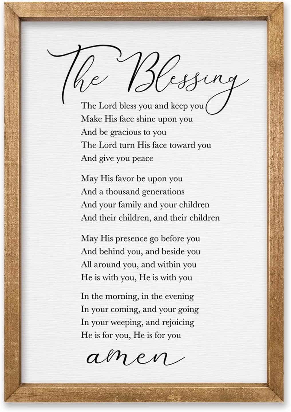 comurdyo The Blessing Bible Verse Wall Art Christian Decor for Home 16"×11" May The Lord Bless You And Keep You Scripture Sign Religious Bible Quotes Wall Decoration Wood Framed Hanging (Wood)