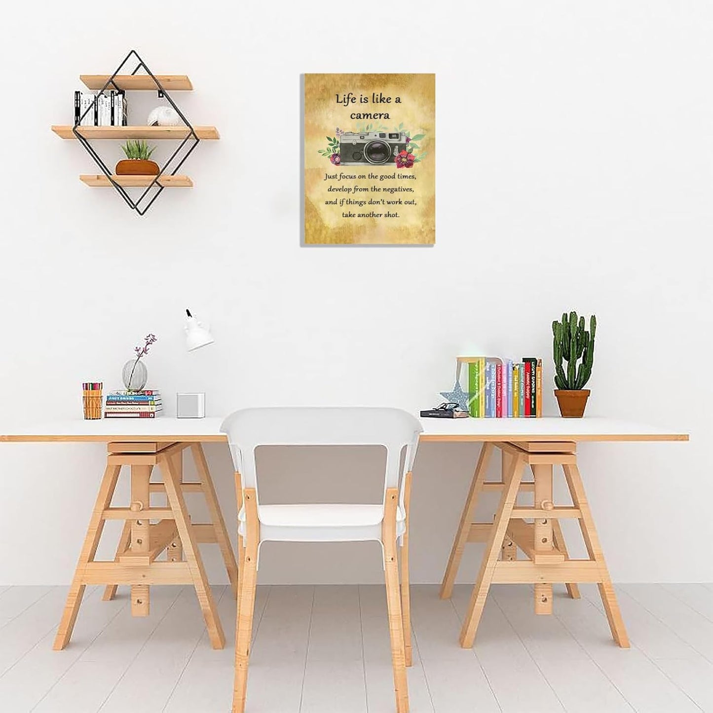 Life is Like a Camera Wall Art Master Motivational Poster Inspirational Print Gift for Photographer，Friend Wall Decor for Home for Home Décor Office Encouraging Quotes Sayings Framed 12 * 18 Inch