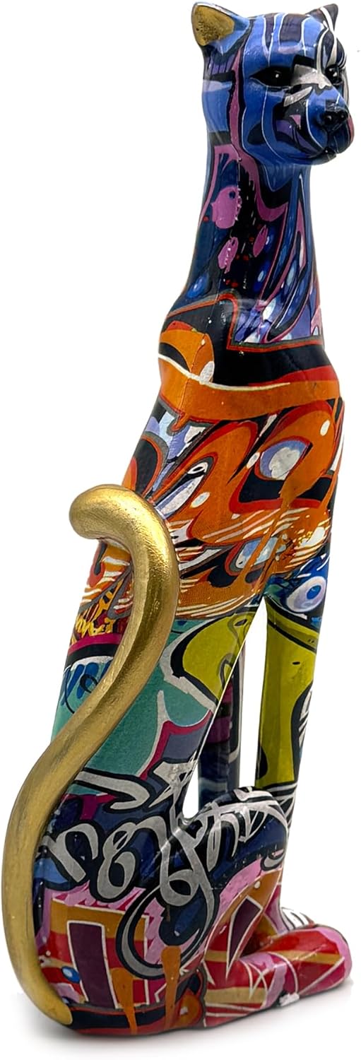 Colorful Leopard Statue Art Figurine Sculpture Collectible Gifts for Leopard Lover Office Home Decor Desk Accessories Decoration Garden Figurines Outdoor Decor (Color A)