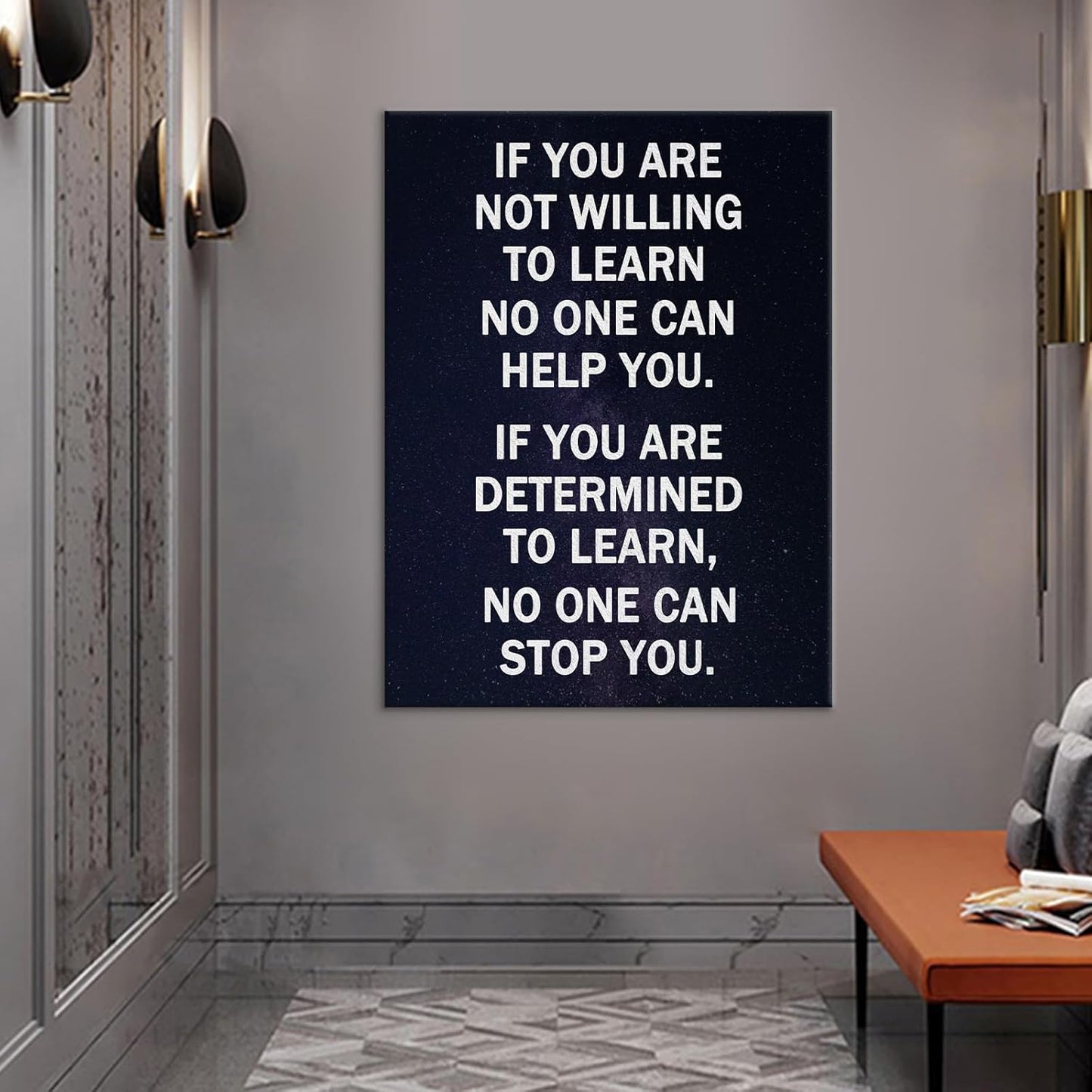 Determined Motivational Canvas Wall Art Large Size Inspirational Wall Decor Poster Print Positive Picture Painting Artwork for Modern Home Living Room Gym School Stretched and Framed [30''Wx 40''H]