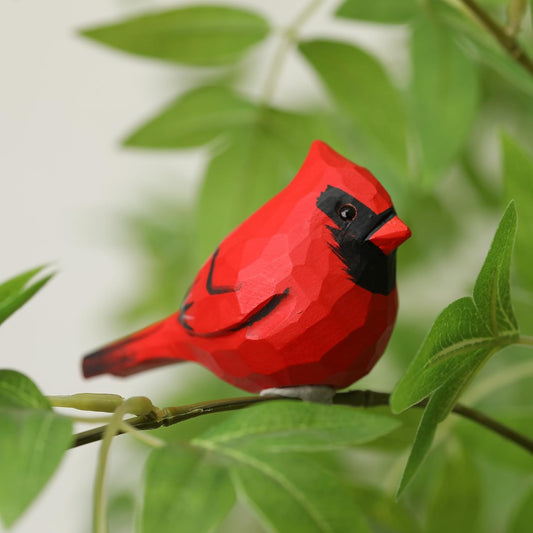 Handcrafted Red Cardinal Figurine – Small Wooden Christmas Red Bird Statue Decor for Shelf, Desk, or Mantel – Eco-Friendly for Women & Collectors