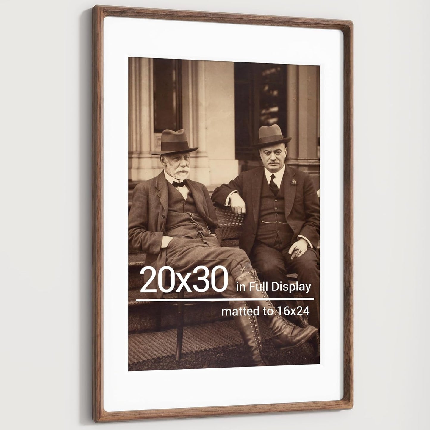 Heimlove 20x30 Picture Frames Natural Walnut,Original Wood Hand Make Crafted Poster Frame with Mat to 16x24 Graduation Picture Display,Family Picture,Wedding Picture,Photo,Document Wall Decoration