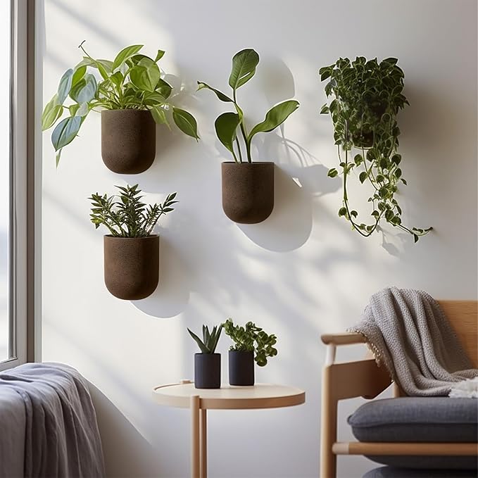 LA JOLIE MUSE Wall Hanging Planters for Indoor Plants, Hanging Flower Pots for Air Plants Succulent, Set of 2, 5.7L*4.1W*7H, Iron Rust