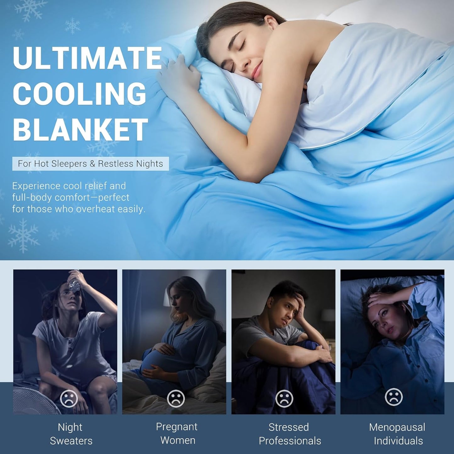 Elegear Cooling Comforter Queen Absorbs Body Heat to Keep Cool, Double-Sided Cooling Blanket for Hot Sleepers Arc-Chill Cool Fabric Q-Max>0.5, Lightweight Summer Comforter Cold Blanket, Gradient Blue