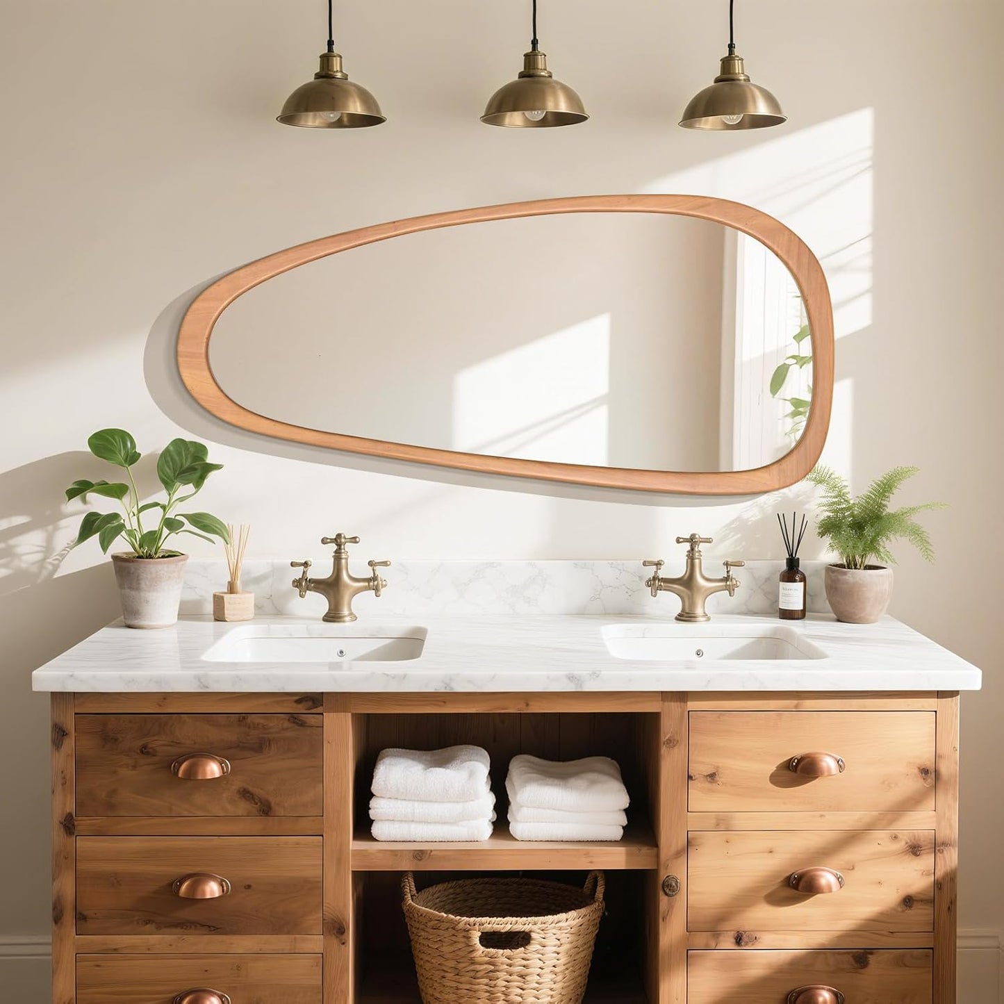 HOMECOOKIN Asymmetrical Mirror, Irregular Mirror Full Length, Boho Wall Mirrors Decorative for Bedroom Living Room Entryway Hall, Mid Century Modern Decor 48" H x 22" W