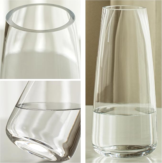 FANTESTICRYAN Modern Glass Vase Irised Crystal Clear Glass Vase for Home Office Decor (Crystal Clear)