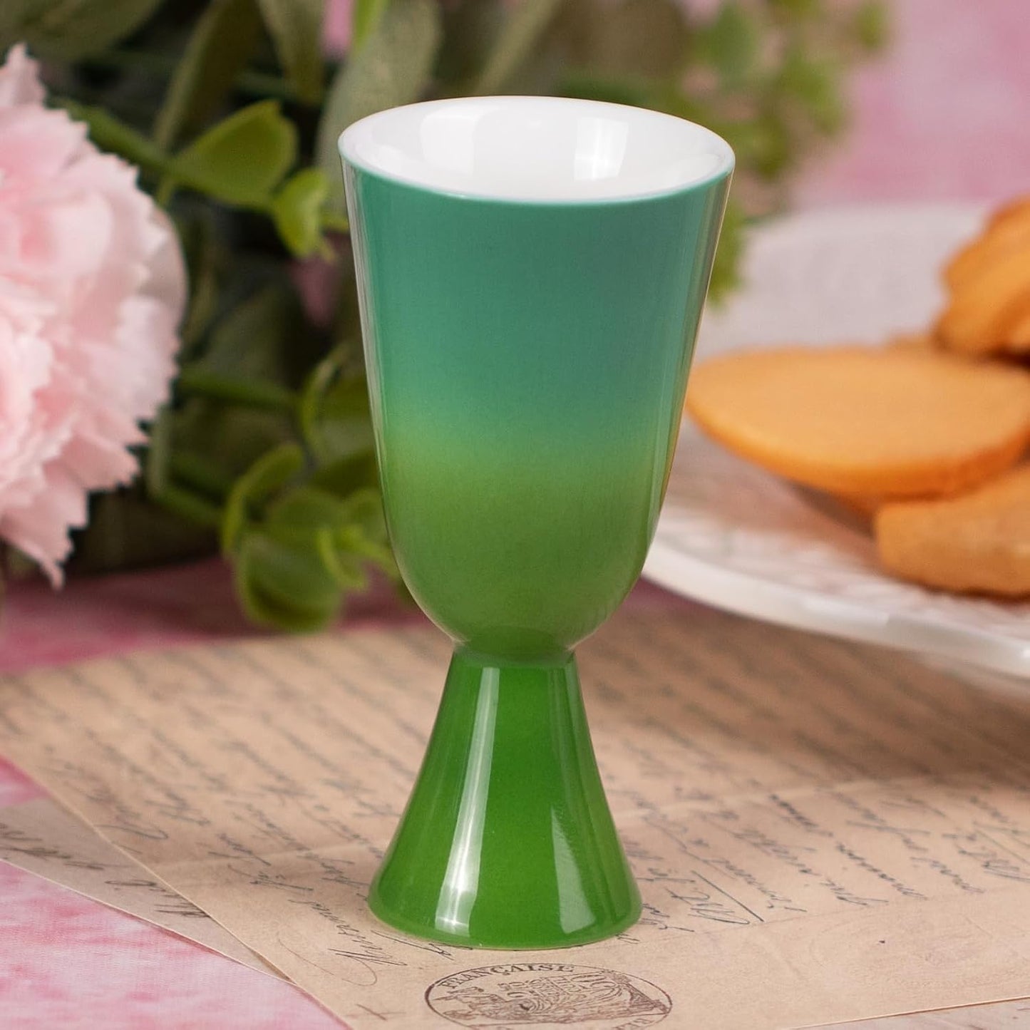 KAMMAK Ceramic Tea Cups Small, Cute Vintage Coffee Cup Set of 2, Porcelain Teacups Espresso Mug, 0.9oz Hand Painted Chinese Afternoon Tea Party Mugs, Birthday Gift for Women Men, Xingchun Chuluo