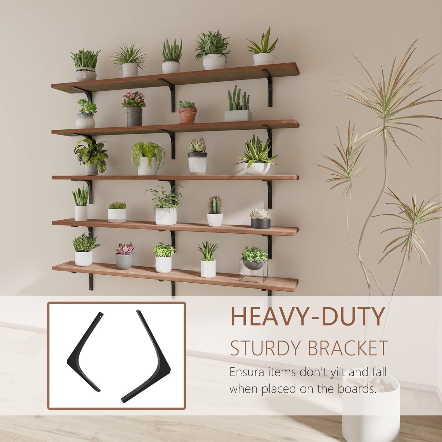 Long Floating Shelf for Wall 60 inch,Long Wall Shelves Set of 5,Rustic Solid Wood Bookshelf,Large Bookcase for Bedroom Bar (Brown, 60 Inch)