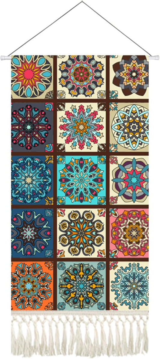 Mandala Boho Macrame Wall Hanging Tapestry For Bedroom Tapestries Vertical Art Fabric Decor Door Living Room Bohemian (Style B, 17.5 * 43)