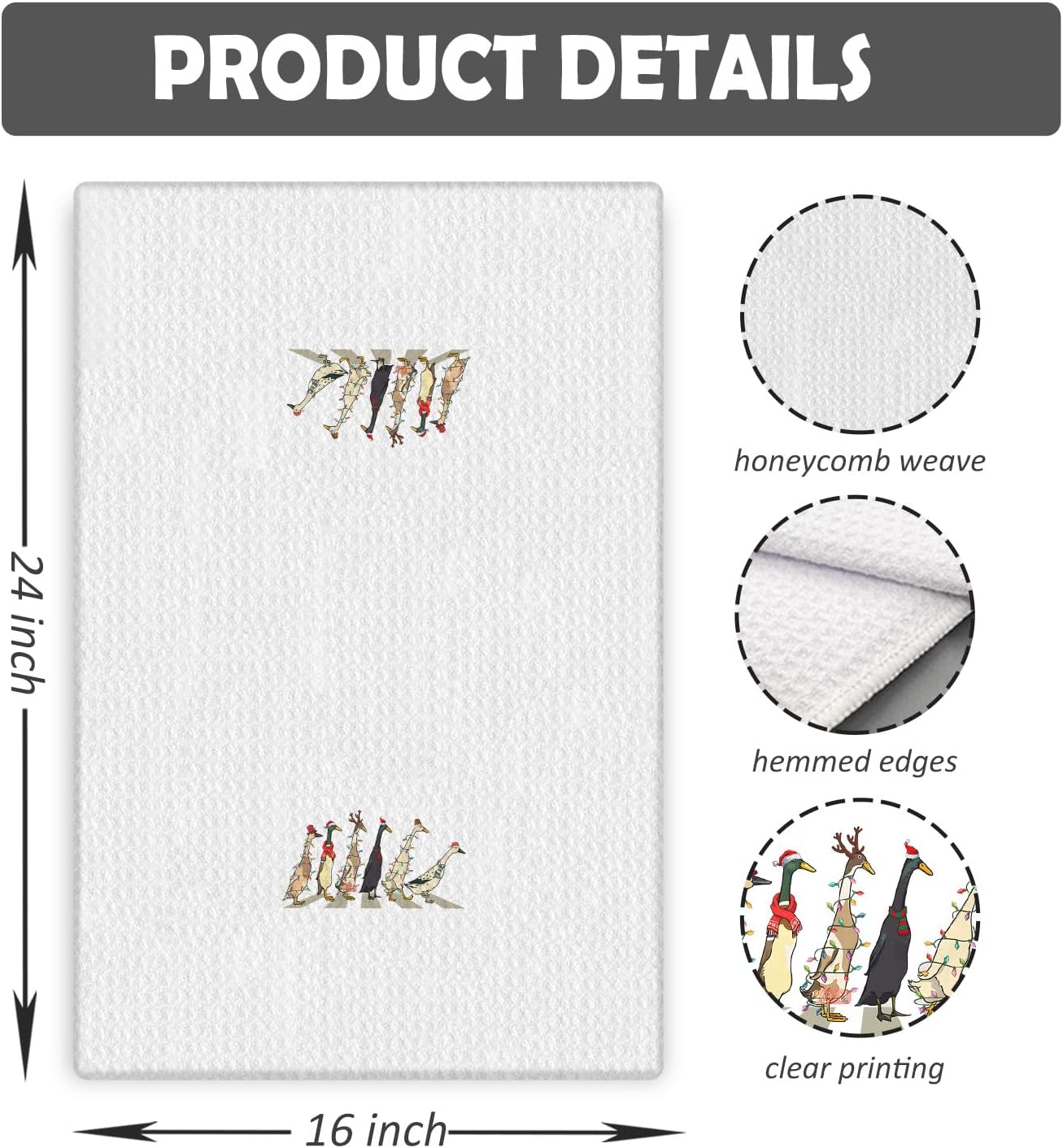 Duck Christmas Kitchen Towels, Duck Gifts for Women, Christmas Dish Towels Tea Towel Bathroom, 16x24 Inches