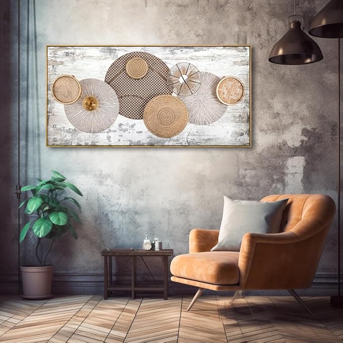 Wall Art Floral Rustic Wall Decor Yellow and White Canvas Painting Abstract Wall Art for Bedroom Living Room Dining Room Home Office Decor 30"x60" with Framed