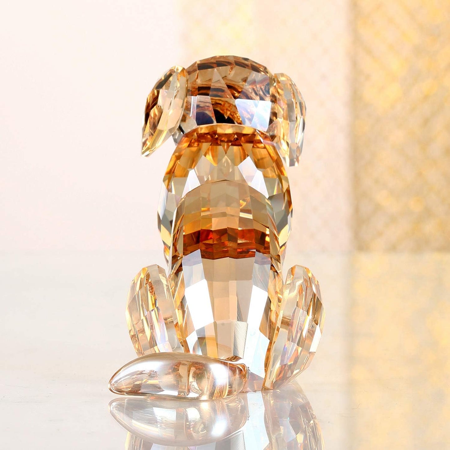 Crystal Labrador Dog Puppy Figurine Animals Lovely Craft Home Decor Ornaments Collectible Birthday Gifts (Gold)