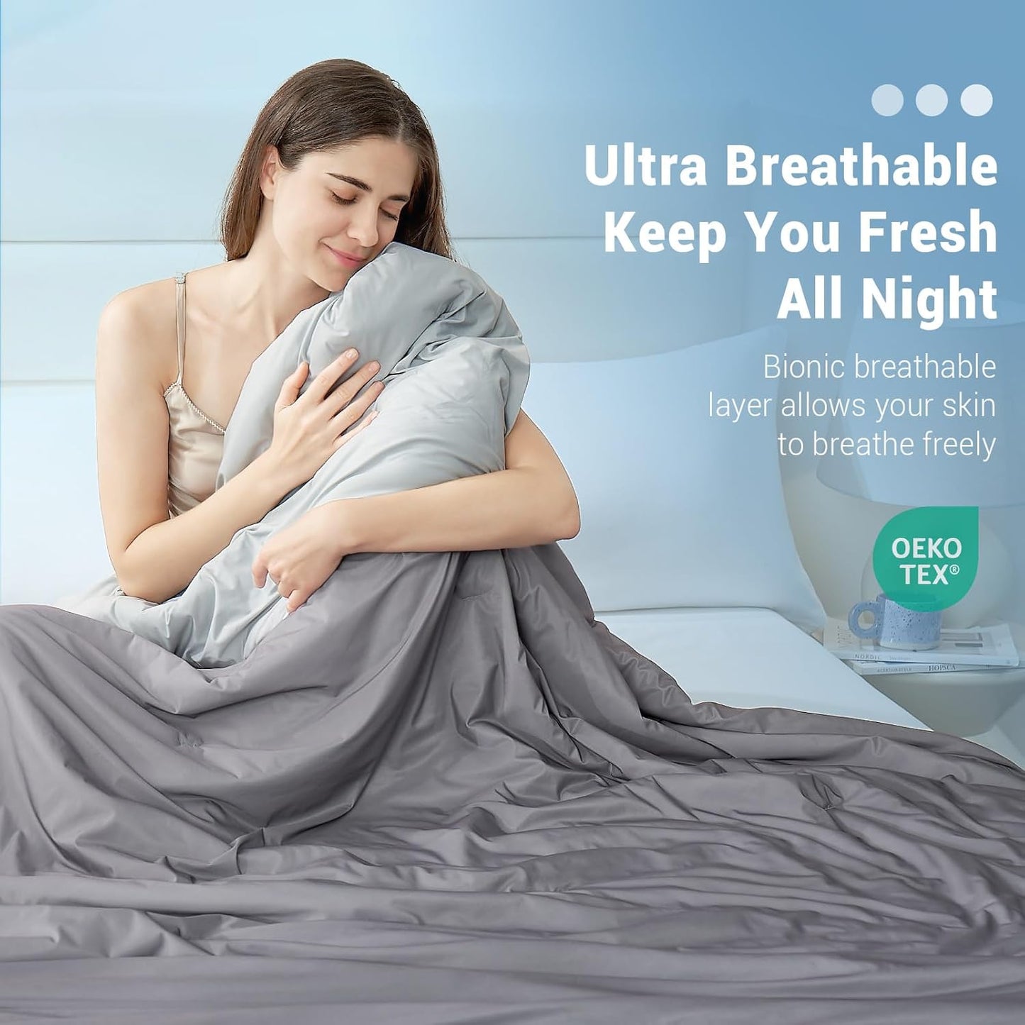 Elegear Cooling Comforter Queen Absorbs Body Heat to Keep Cool, Double-Sided Cooling Blanket for Hot Sleepers Arc-Chill Cool Fabric Q-Max>0.5, Lightweight Summer Comforter Cold Blanket, Gradient Gray