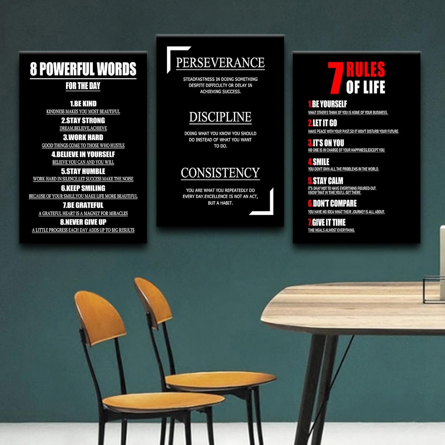 Inspirational Canvas Wall Art 3 Pc Motivational Entrepreneur Quotes Picture Painting Positive Affirmations Framed Print Poster for Living Room Office Bedroom Gym Wall Decor Ready to Hang [48''Hx24''W]