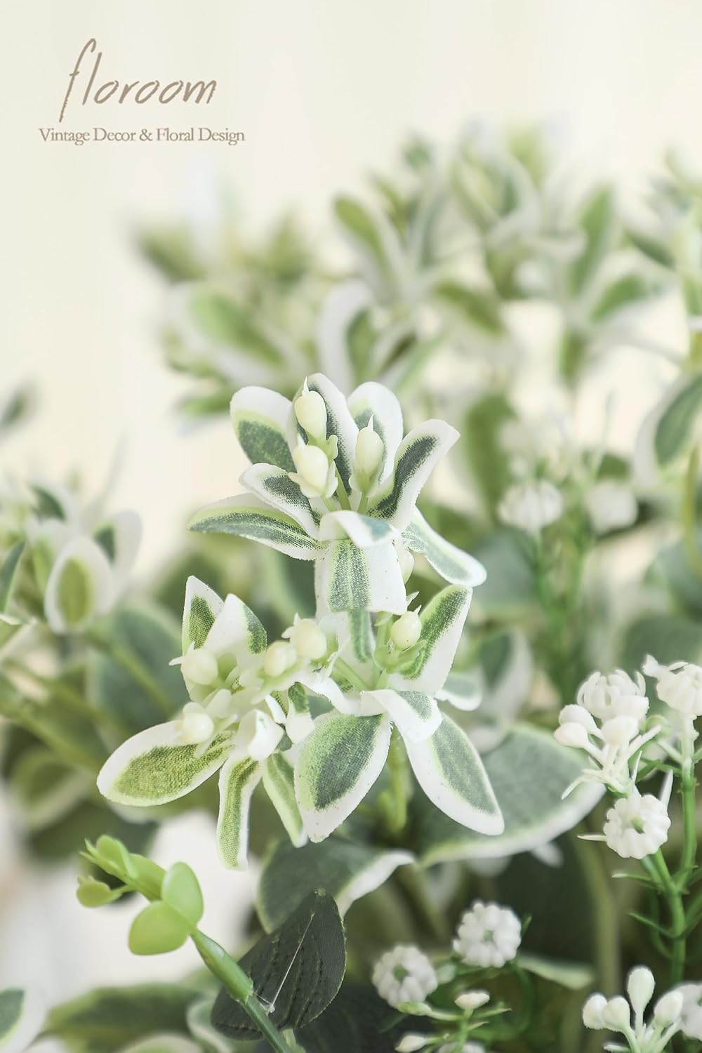 Floroom Artificial Greenery Stems Box Set, 25pcs with 4 Kinds of Faux Greenery Flowers Picks for DIY Bridal Bouquets Wedding Floral Arrangement Table Centerpieces, Tender Green & Sage Green