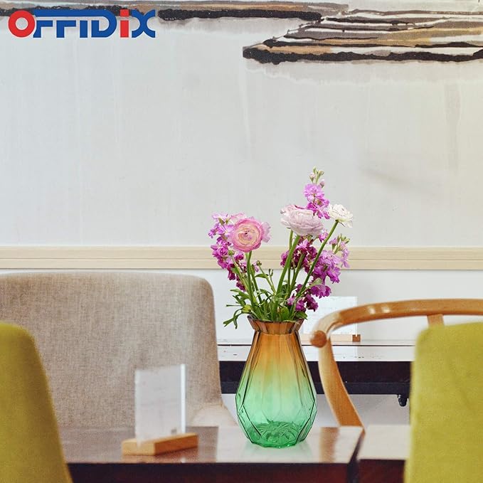 OFFIDIX Glass Vase Gradient Multicolor with Geometric Faceted Design Floral Vase for Home, Business, Events or Weddings