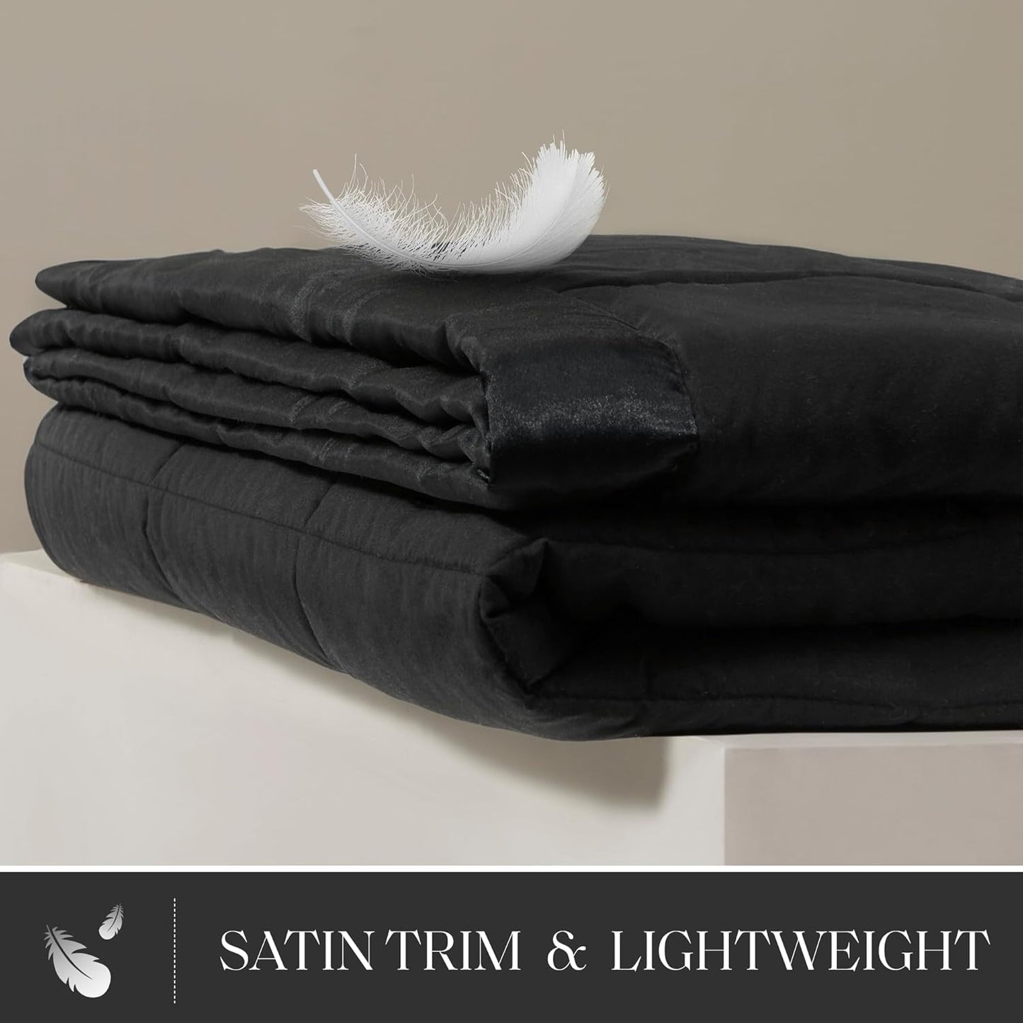 Madison Park Twin Size Blanket Ultra-Soft Microfiber Twin Size, Box Quilting with Satin Binding, All Season & Lightweight Twin Summer Blanket for Bed, Couch & Sofa, Twin, Black