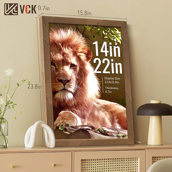 VCK 14x22 Poster Frame 3 Pack - Brown Walnut, Natural Textured Solid Wood Picture Frame, Wall Gallery Frame
