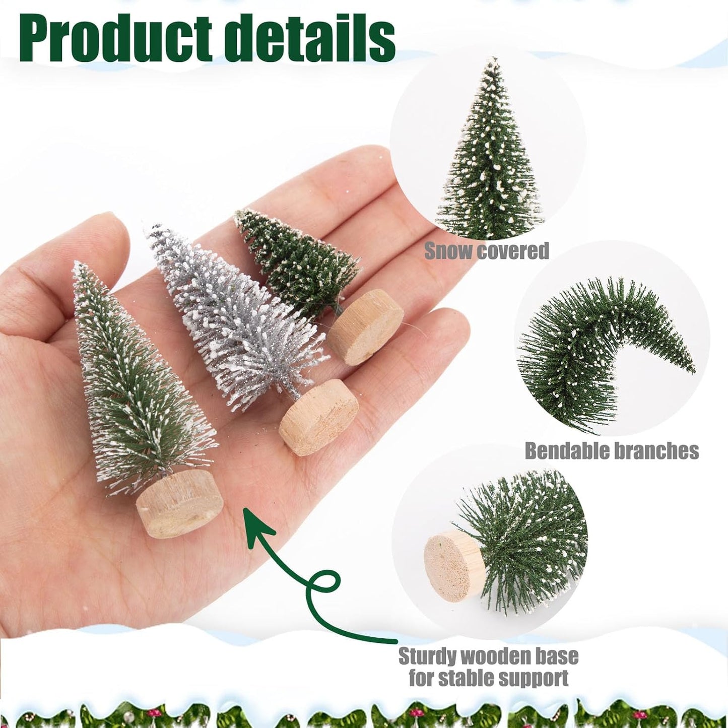 LOVEINUSA 48PCS Mini Bottle Brush Trees and Resin Miniatures for Tabletop Decor - Winter Ornaments and DIY Crafts