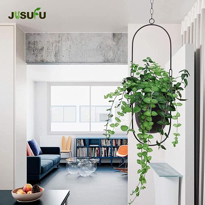 Metal Hanging Planters for Indoor and Outdoor Plants (Black)