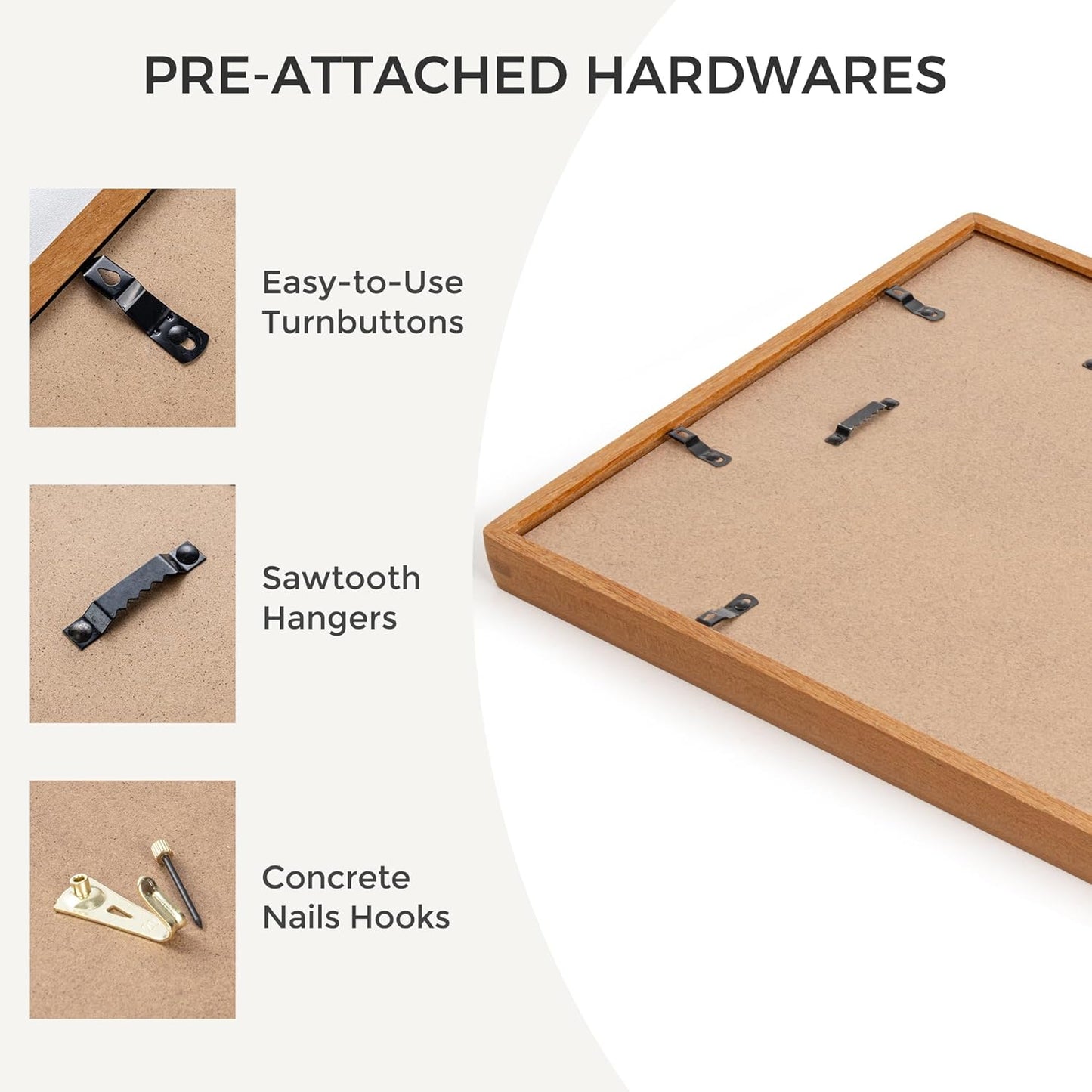 Heimlove 16x20 Picture Frames Natural Teak,Original Wood Hand Make Crafted Poster Frame with Mat to 11x14 Graduation Picture Display,Family Picture,Wedding Picture,Photo,Document Wall Mounted