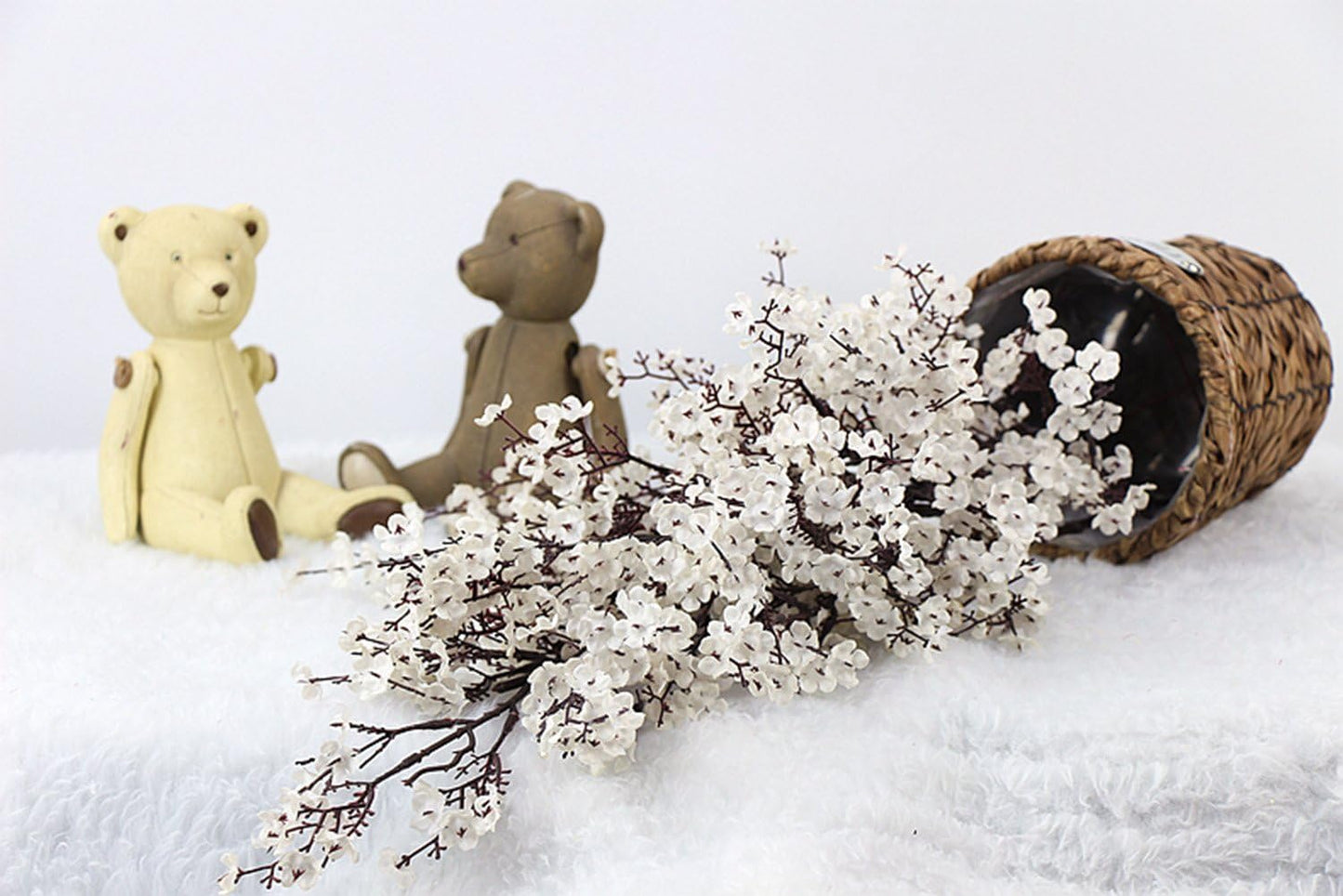 JAKY-Global Babys Breath Fabric Cloth Artificial Flowers 6 Bundle European Fake Silk Plants Decor Wedding Party Decoration Bouquets Real Touch DIY Home Garden(White)