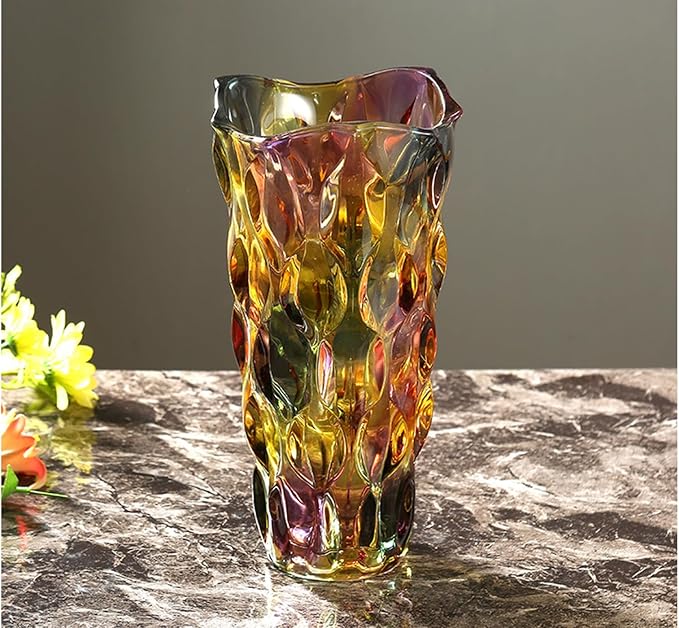 11.6" High Thickened Colorful Glass Flower Vase for Home Decor, Dining Wedding Table Office Holiday Party Centerpiece Decoration