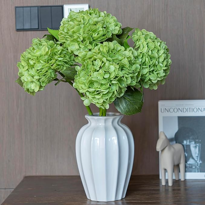 4Pcs Green 22 inch Lifelike Artificial Hydrangea, Large Real Touch Flowers Artificial Flowers Dry Flowers Outdoor Wedding Christmas Office Family Party Living Room Table Decoration