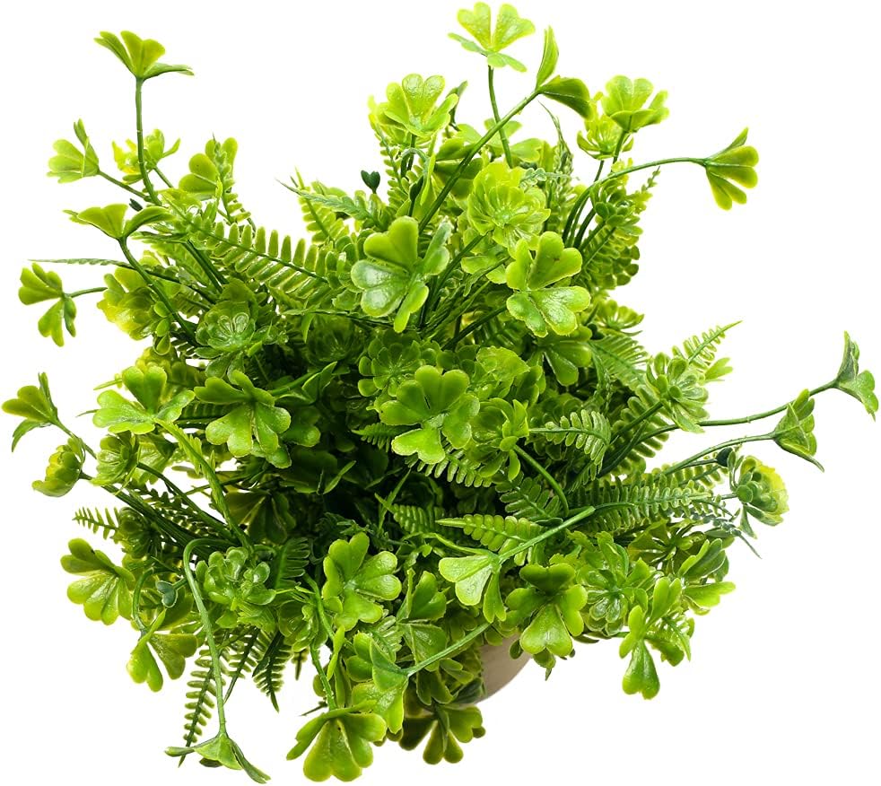 Fake Four Leaf Clover Plants for Bathroom Home Office Desk Decor, Small Artificial Faux Greenery for Farmhouse Decorations (1)