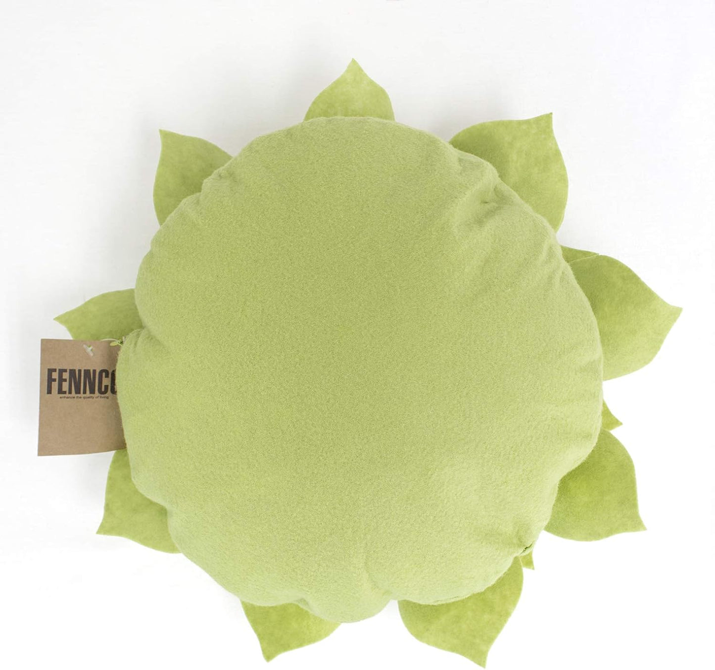 Fennco Styles Handmade 3D Heart-Shaped Petals Flower Decorative Throw Pillow Cover Only - 13" Round Lime Floral Pillow Case for Couch, Home Décor and Holiday, Housewarming Gift