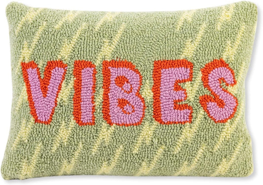 FURBISH Hook Decorative Throw Pillow - Vibes - 12"x 16" - Small Embroidered Designer Pillow for Living Room, Couch, Sofa, Chair & Bed - Eclectic Home Decor