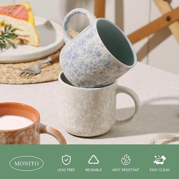 12 OZ Coffee Mugs Set of 4, Modern Ceramic Coffee Mugs Set with handle for Tea/Latte/Cappuccino/Milk/Cocoa.