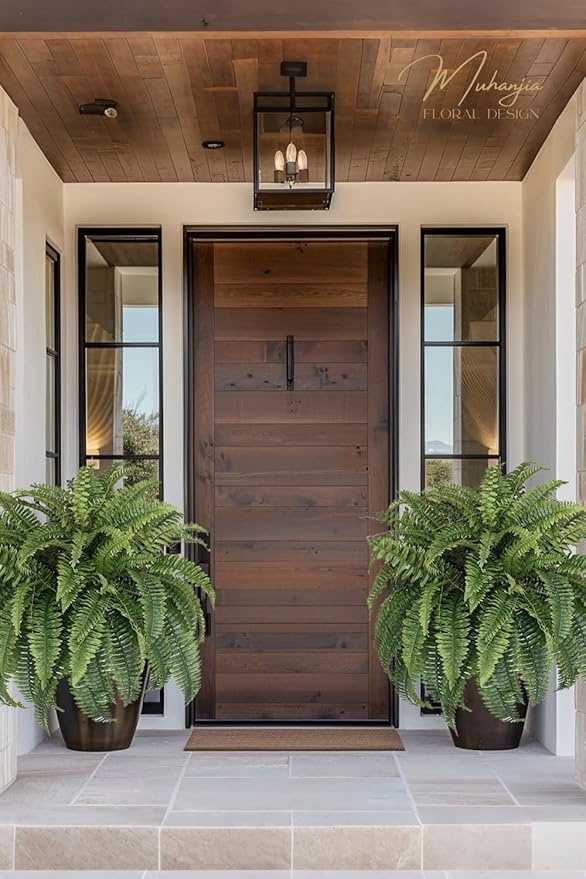 Silky Artificial Boston Fern Bush,48IN Fake Fern Large Hanging Plant That Look Real for Outdoors Home Decor,80Branches (Pack of 2)