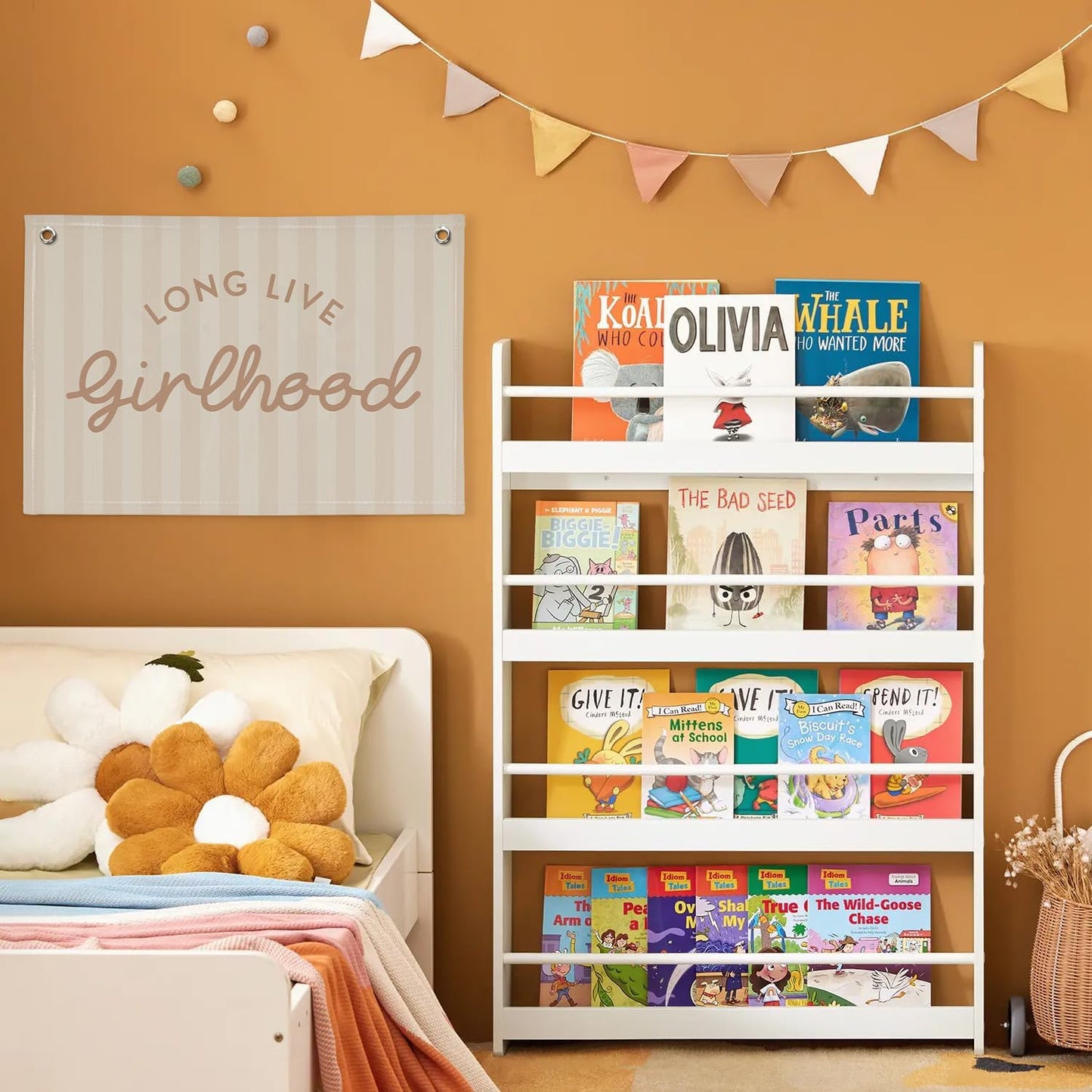 Girls Room Decor Long Live Girlhood Linen Banner Hanging Flag Vintage Pink Banner for Nursery Playroom Wall Decor for Kids Bedroom Dorm Toddler Decorations Trendy Room Decor 30x20 In (Girlhood)