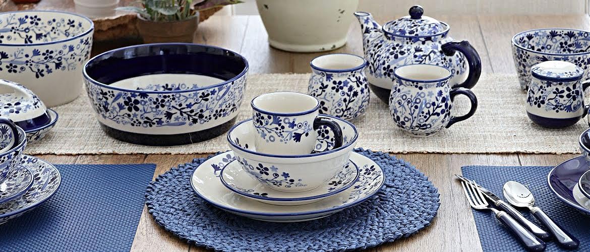 Blue Rose Polish Pottery - Blue Susanna Dessert Plate - 7" Diameter - Beautiful Plate for Cake, Appetizers, or Snacks