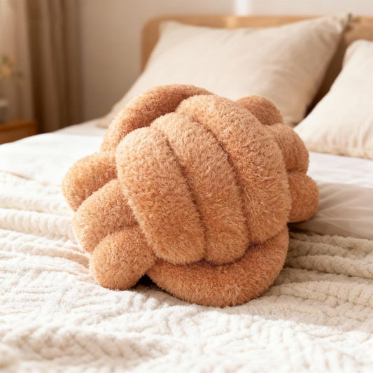 Knot Pillow Ball Plush - Decorative Throw Pillows for Bed Relieve Stress, Round Knot Cushion for Sofa Decor Pet Toy, Khaki 8 inch