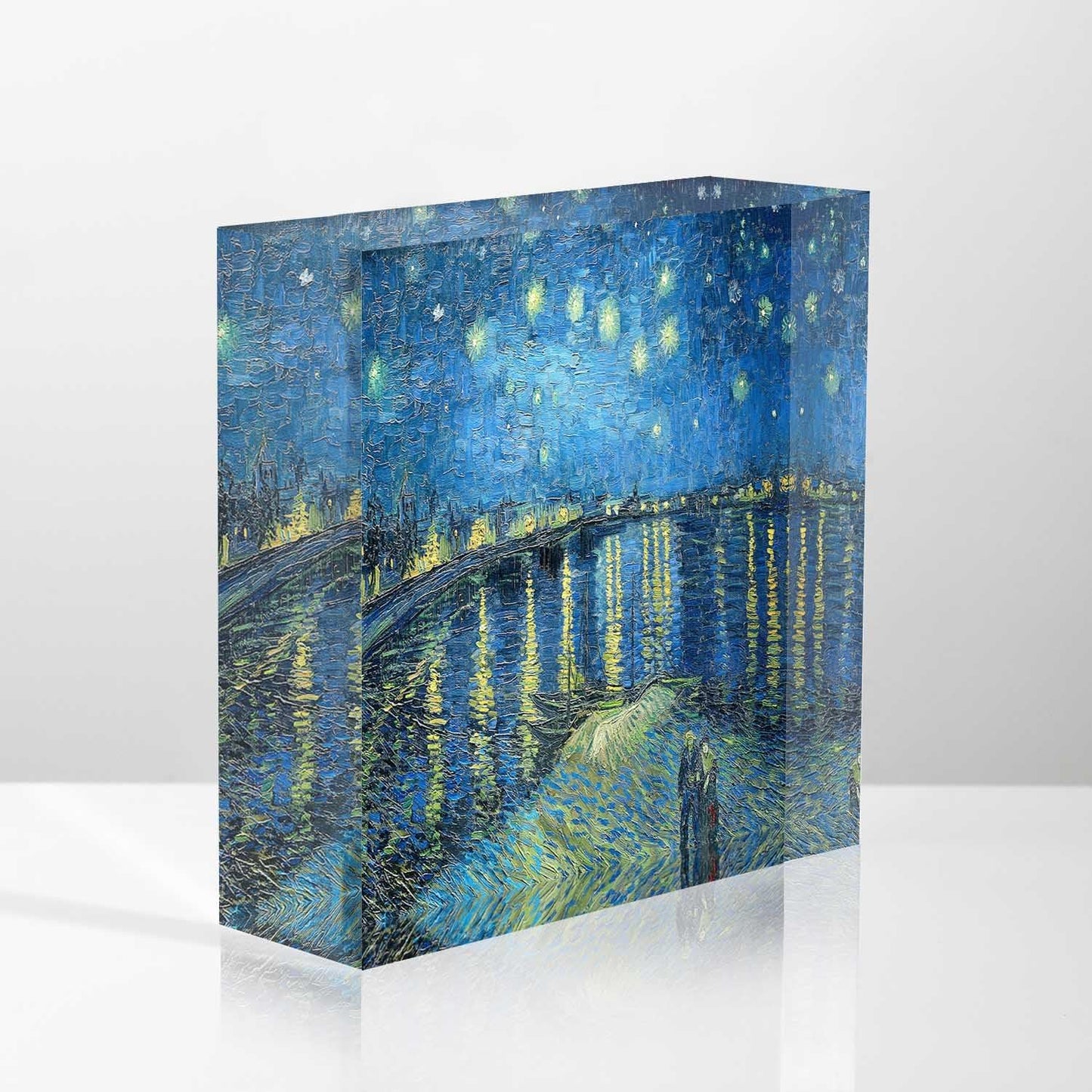 Clear Acrylic Decor Night View of The Rhone River Valentine's Day Present - Housewarming Presents - Presents for Mom,Sisters and Friends Positive Wall Plaque 4'' x 4''