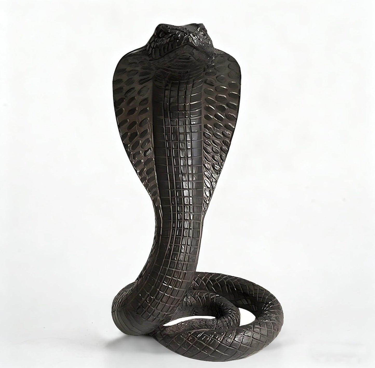 King Cobra Snake Statue Realistic Snake Resin Figurine Handcrafted, Indoor/Outdoor Animal Ornaments for Home Office Garden Yard Decor, Unique Gift for Collectors, Black