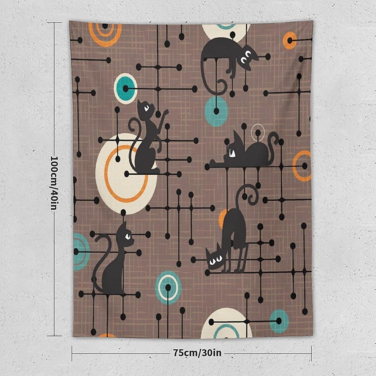 ICMOLYYENLO Boho Medieval Cat Tapestry, Abstract Atomic Starburst Geometric Aesthetic Art Wall Hanging For Bedroom Living Room Dormitory 50x60 Inches