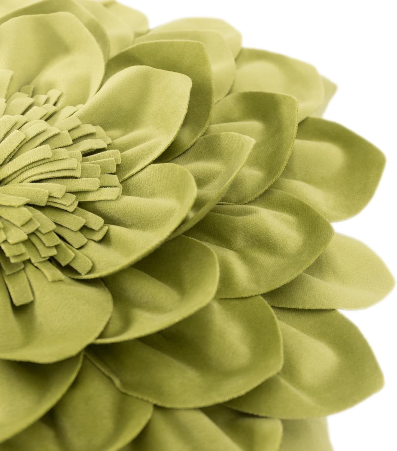 Decorative 3D Flower Throw Pillow Covers Handmade Pillowcases for Sofa Bed Home Room Decor 18 x 18 Inch Green