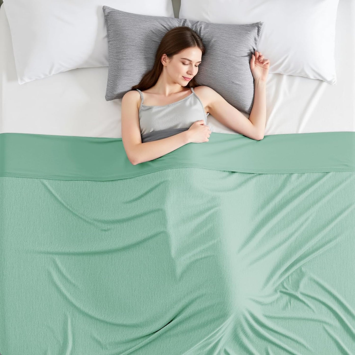 Degrees of Comfort Cooling Blanket Queen Size, Summer Cooling Blankets for Hot Sleepers, Q-Max>0.4 Cool Fiber, Cold Summer Bedding for Bed Couch Sofa, Green 90"x90"